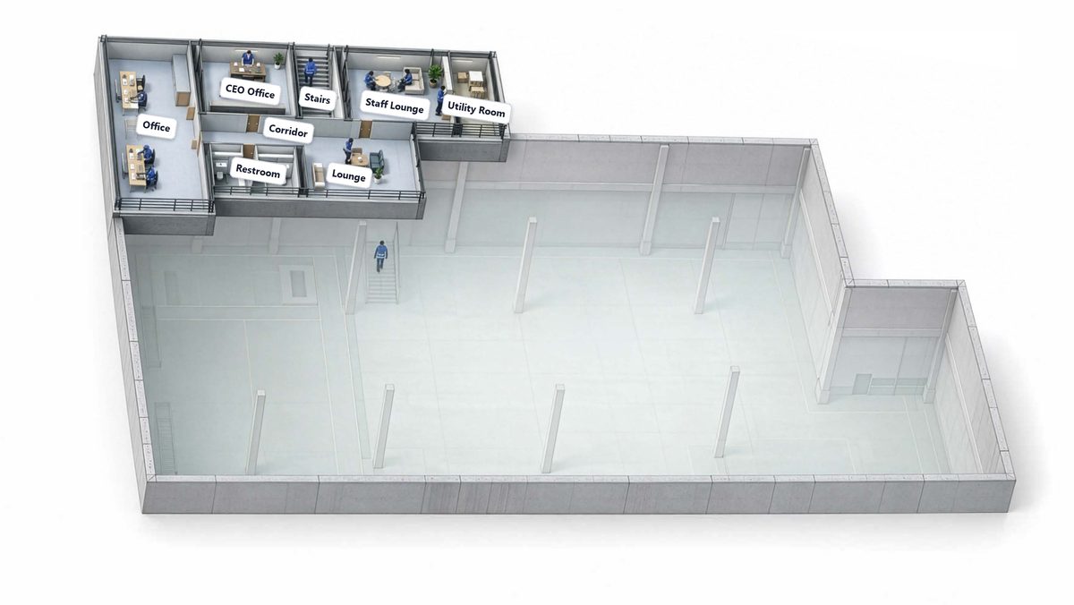 Center 1 · 2F 3D layout